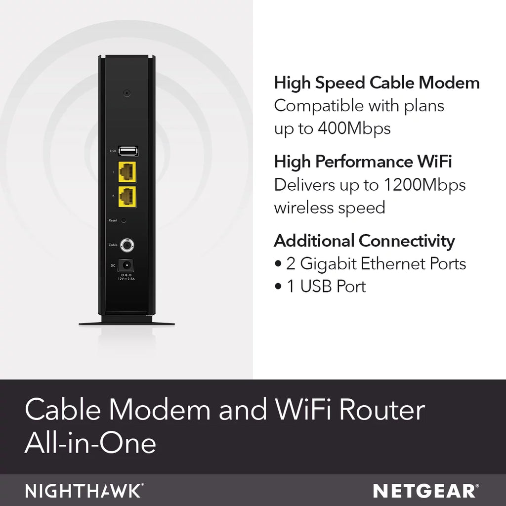 AC1200 DOCSIS 3.0 Cable Modem + WiFi Router P74835