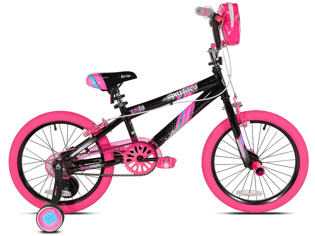 18 inch Girl's Sparkles Bicycle, Black and Pink W509456