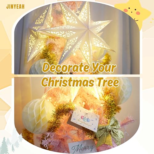 3Pcs Paper Star Lanterns 7 Pointed Hanging Decorations 17.71inch C6980