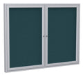 36 in. x 60 in. 2-Door Satin Aluminum Frame Enclosed Fabric Tackboard W37946
