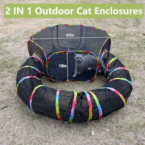 Outdoor Cat Enclosures Portable Mesh Tent Playpen Tunnel for Small Animals E19653