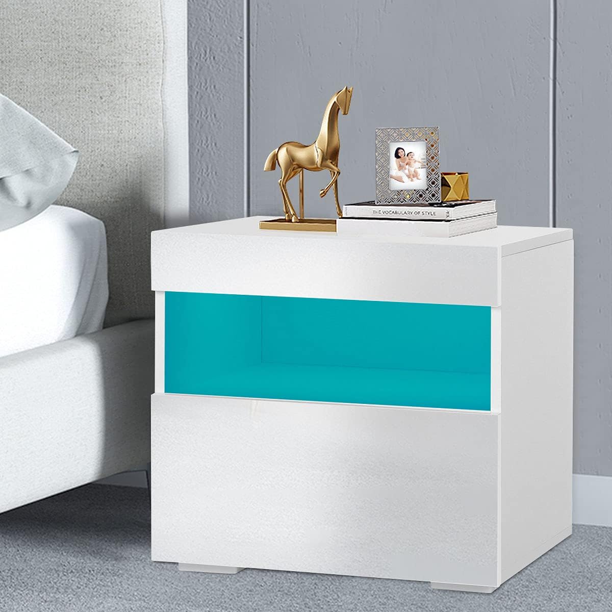 Black High Gloss 2 Drawer Nightstand A9126
