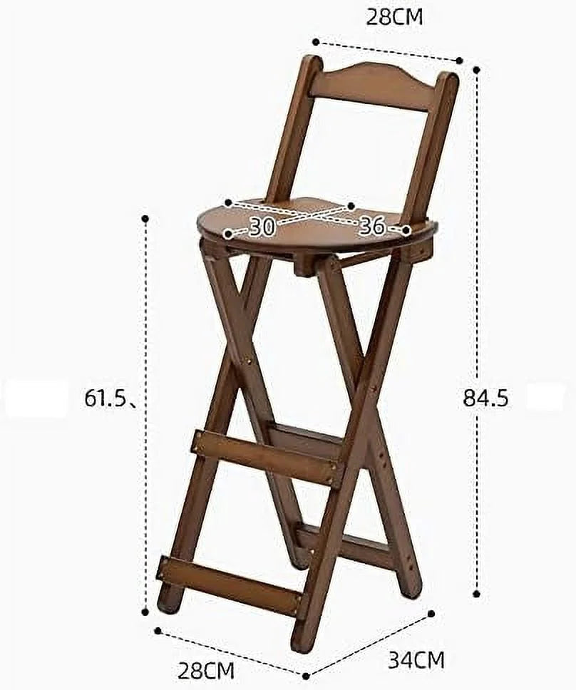 24 inch Rustic Folding Wood Barstools with Backrest R7766