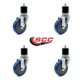 4x22 Blue Polyurethane Swivel Caster with Expanding Stem, Set of 4 Z31270