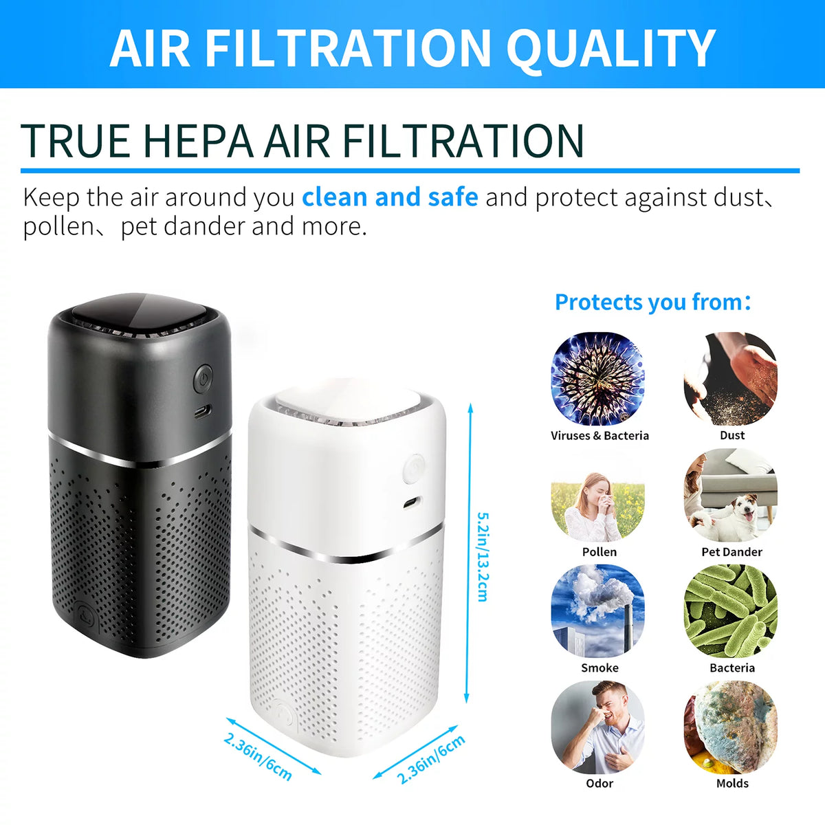 Portable True HEPA Air Purifier White K69207