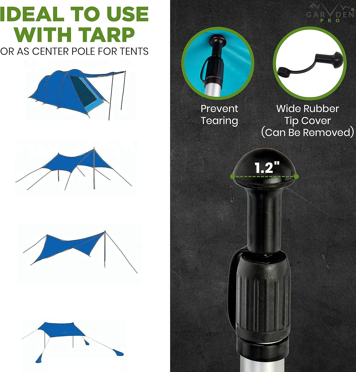 Telescoping Aluminum Tarp Poles with Pegs & Reflective Ropes Y244