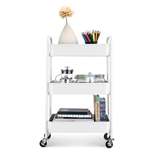 White 3-Tier Rolling Metal Utility Cart N906