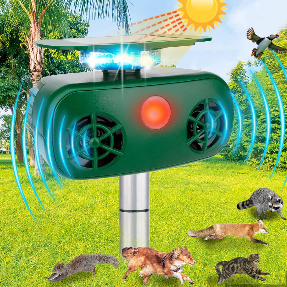 Ultrasonic Solar Powered Animal Repellent with Motion Sensor C2885