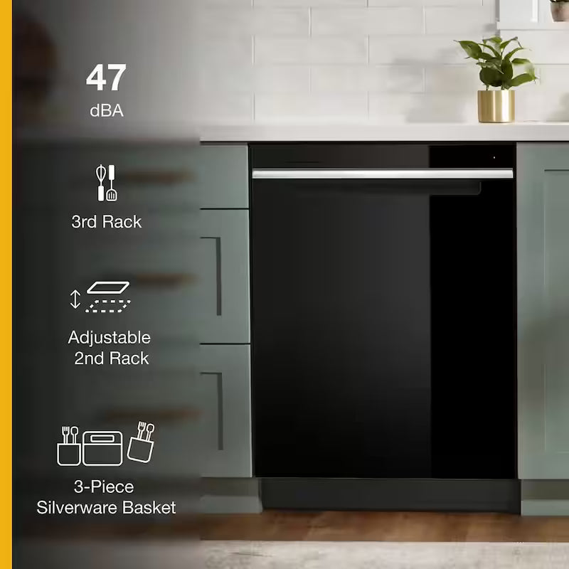 Black Built-In Tall Tub Dishwasher with Third Level Rack X54591