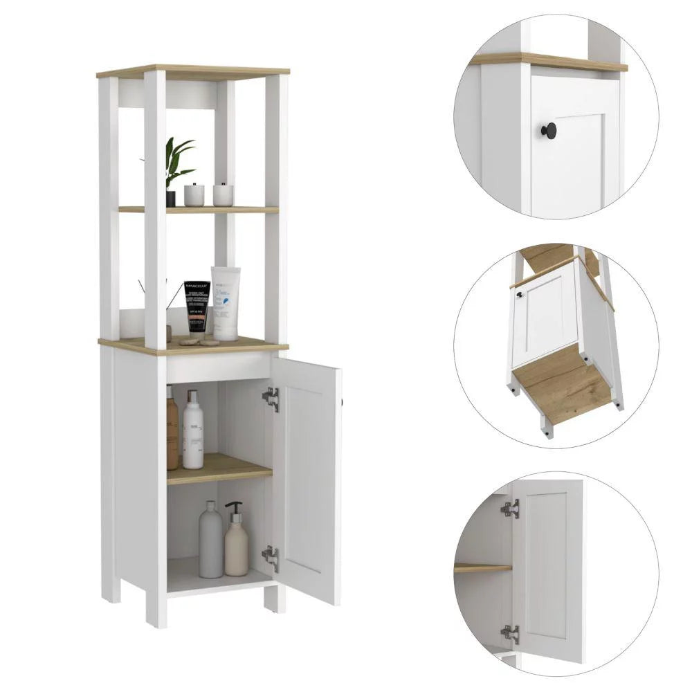 Light Oak & White Single Door Cabinet G592
