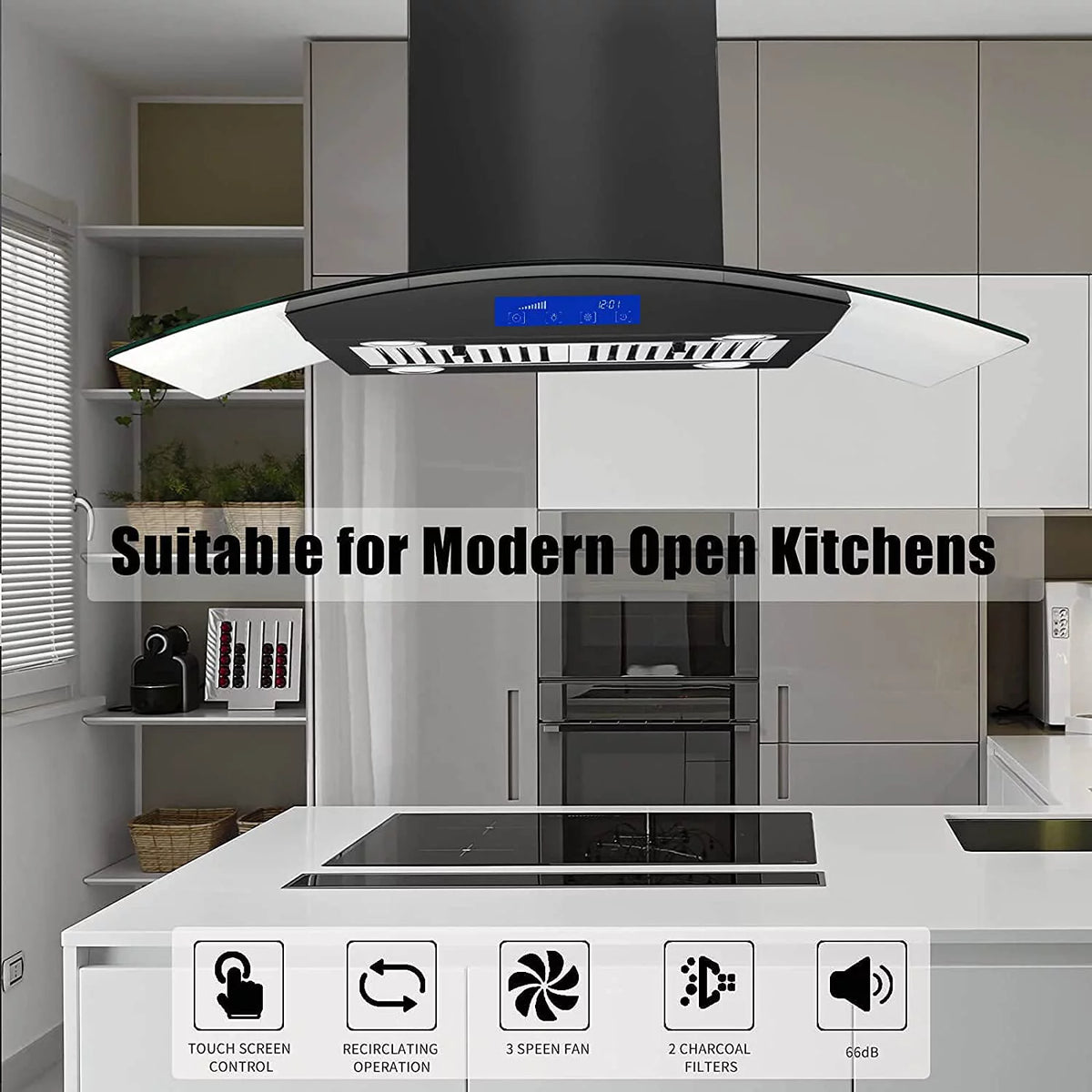 36 inch Island Mount Range Hood 900 CFM 3-Speed C836