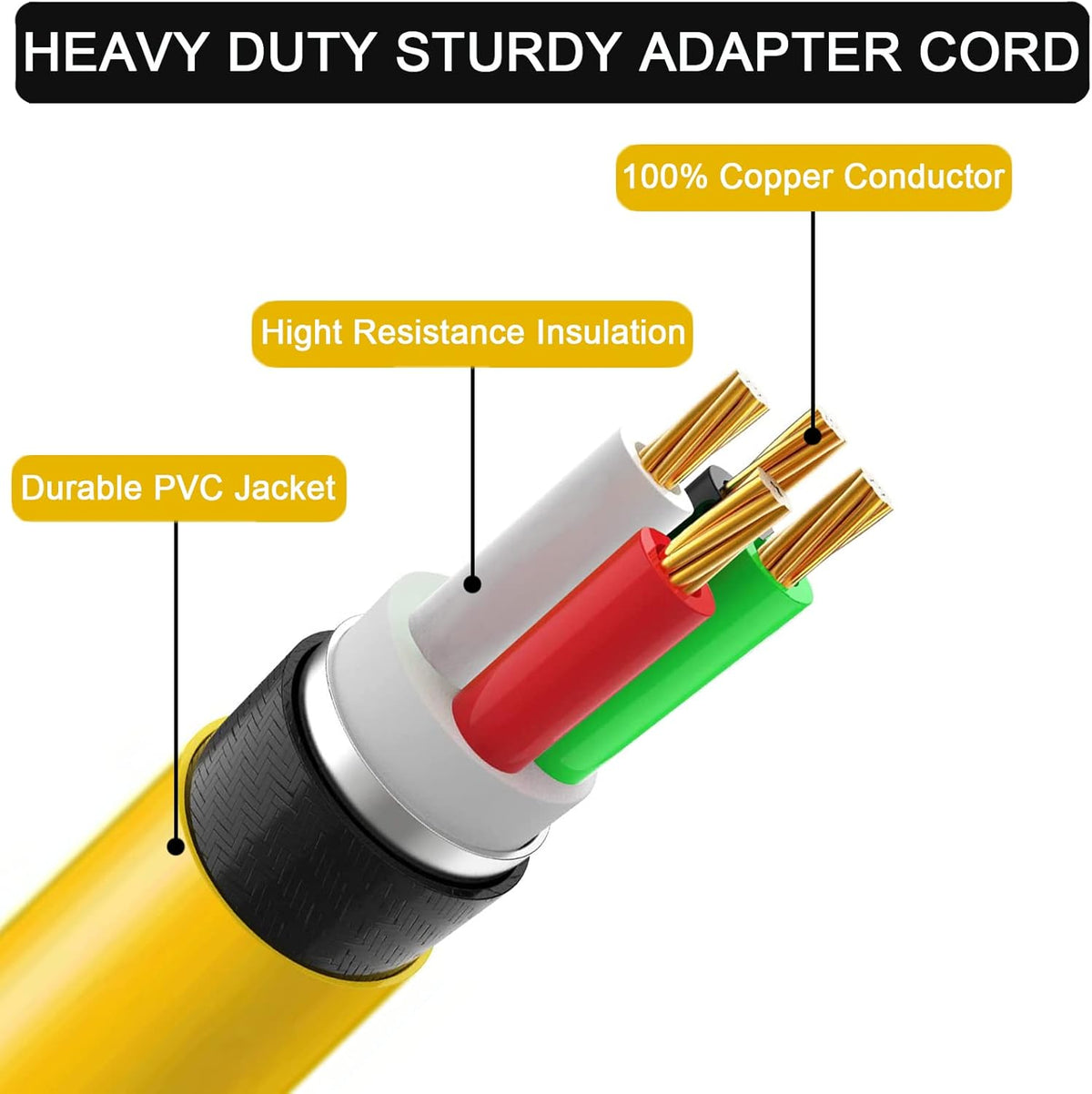30 Amp to 15 Amp RV Adapter Extension Cord, 3-Way Outlet Splitter, 125 Volt, 10AWG, 2ft I5948