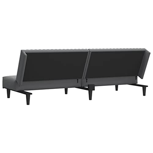 Dark Gray Velvet 2-Seater Sofa Bed U963