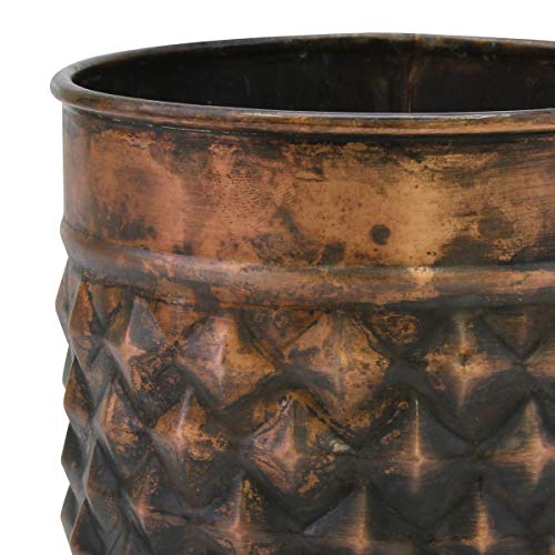 Decorative Diamond Textured Copper Metal Container G42212