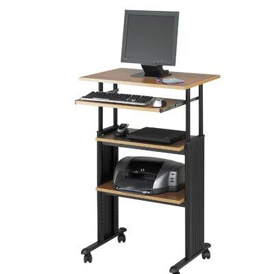 Adjustable Stand-Up Workstation AV Cart Medium Oak U725444
