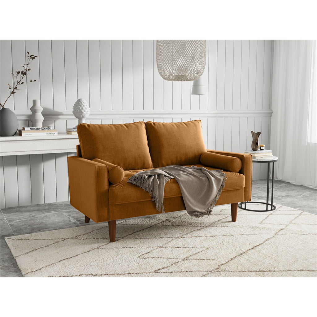 Ginger Brown Velvet Loveseat U41981