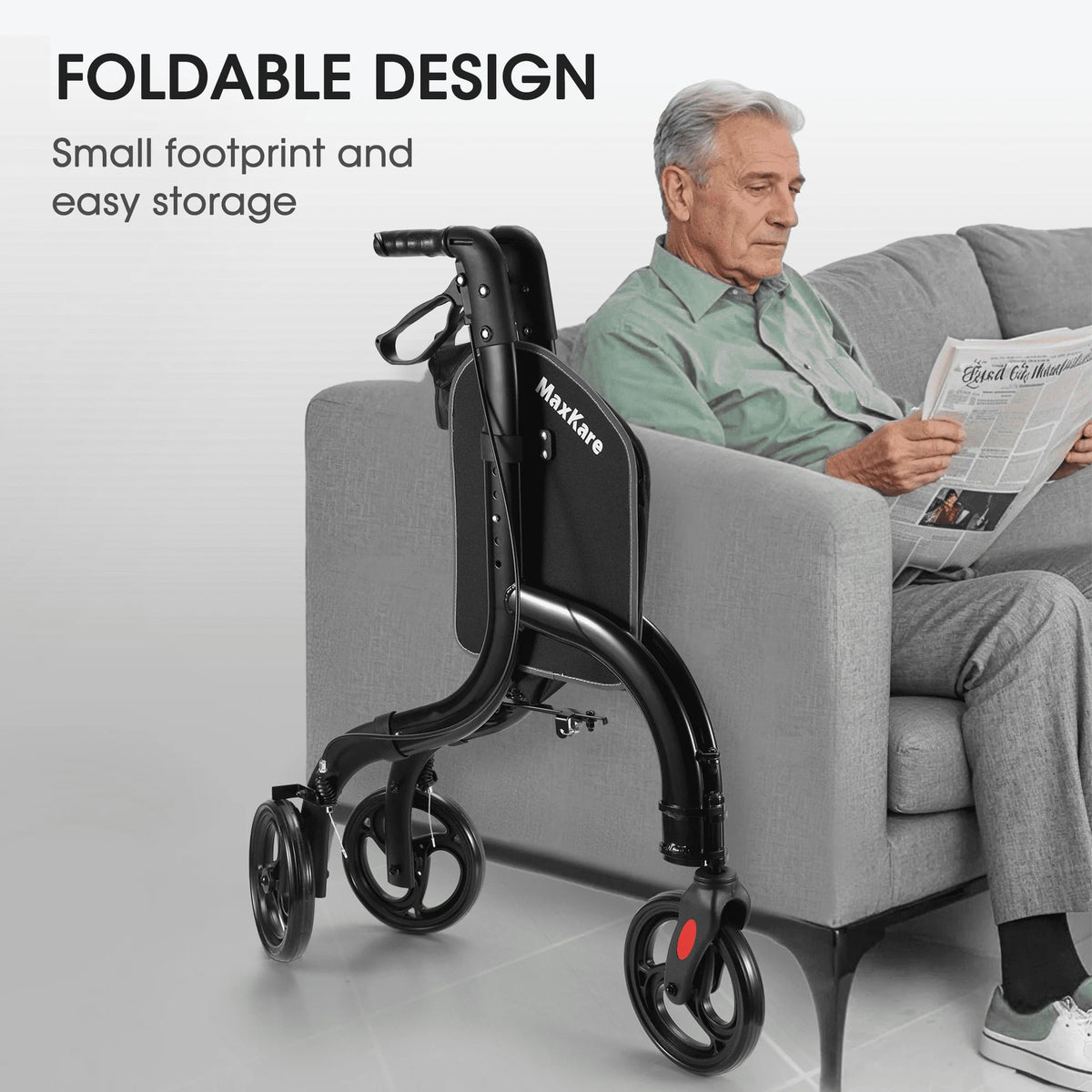 3-Wheel Foldable Rollator Walker with 8'' Wheel U327
