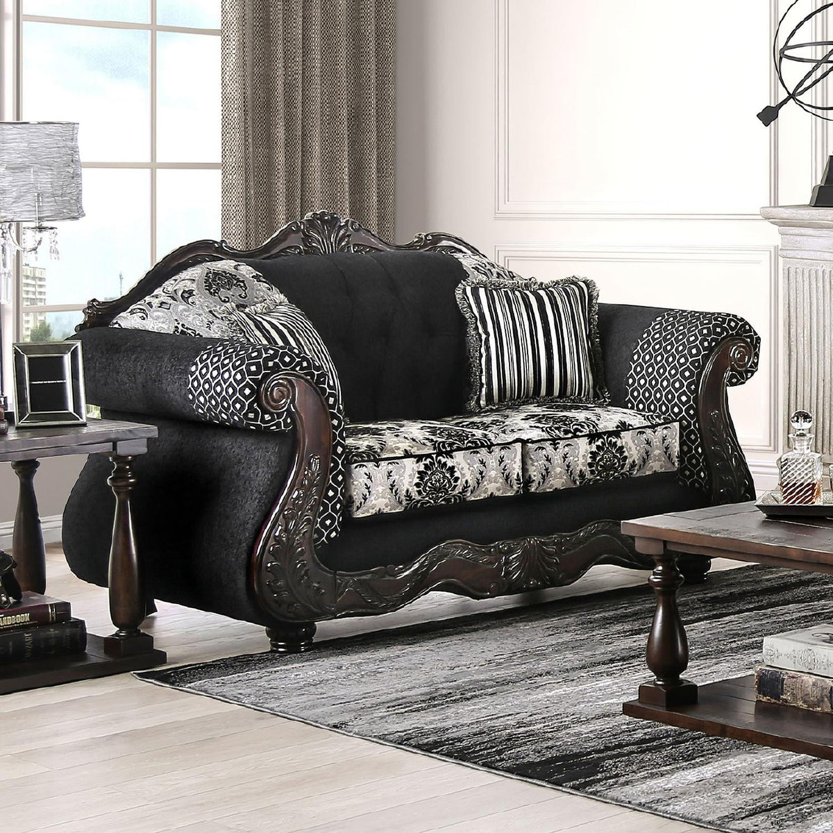 Black Chenille Sofa and Loveseat S431321