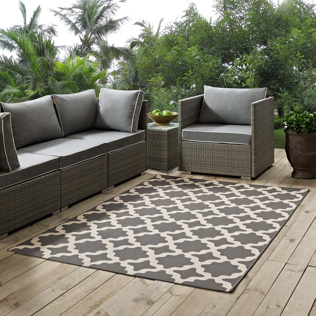 Black and Beige 8x10 Indoor and Outdoor Rug I9097