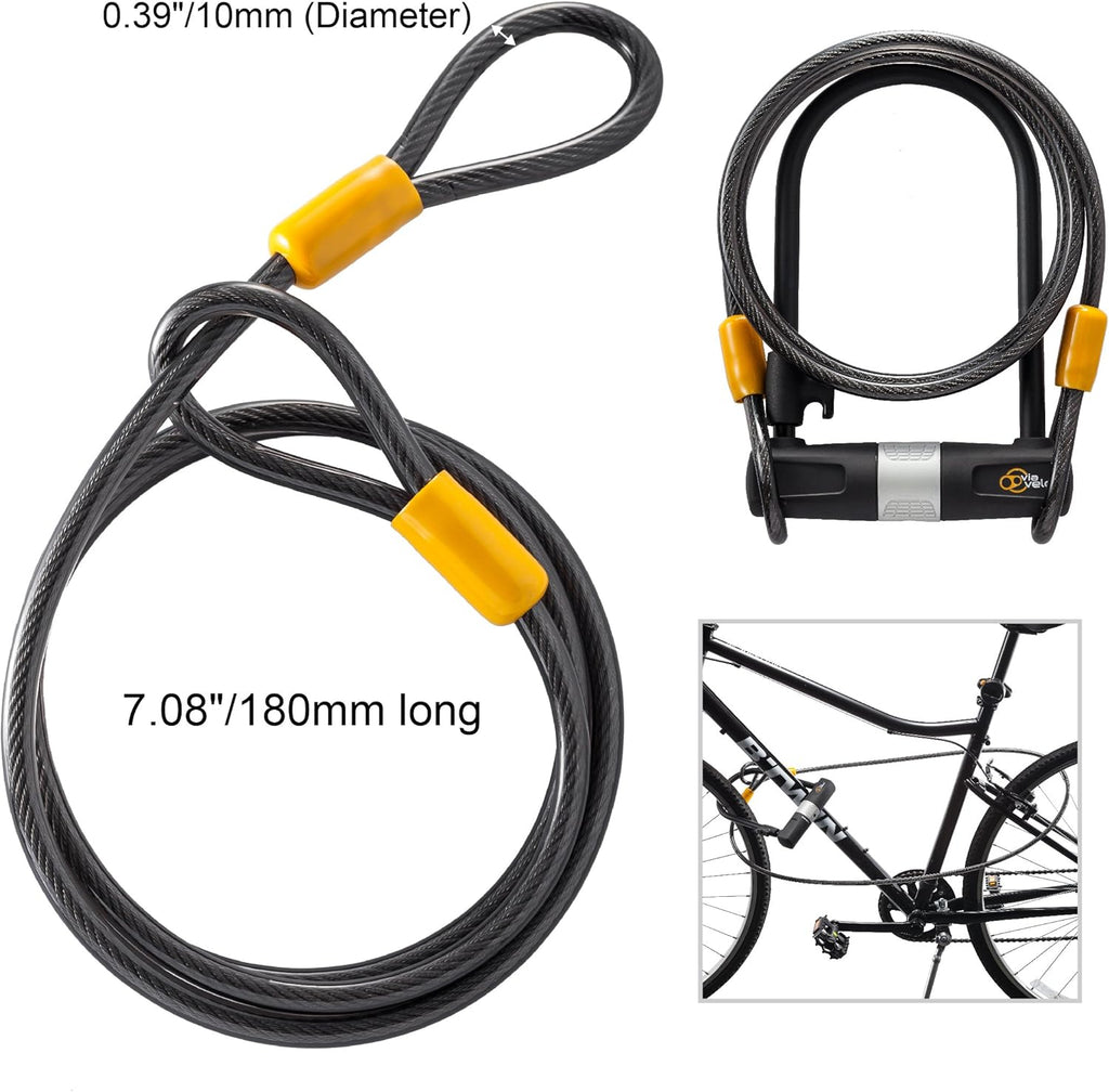Heavy Duty Bicycle U-Lock with Cable, 14mm Shackle, 10mm x1.8m Cable, Pack of 2 S353
