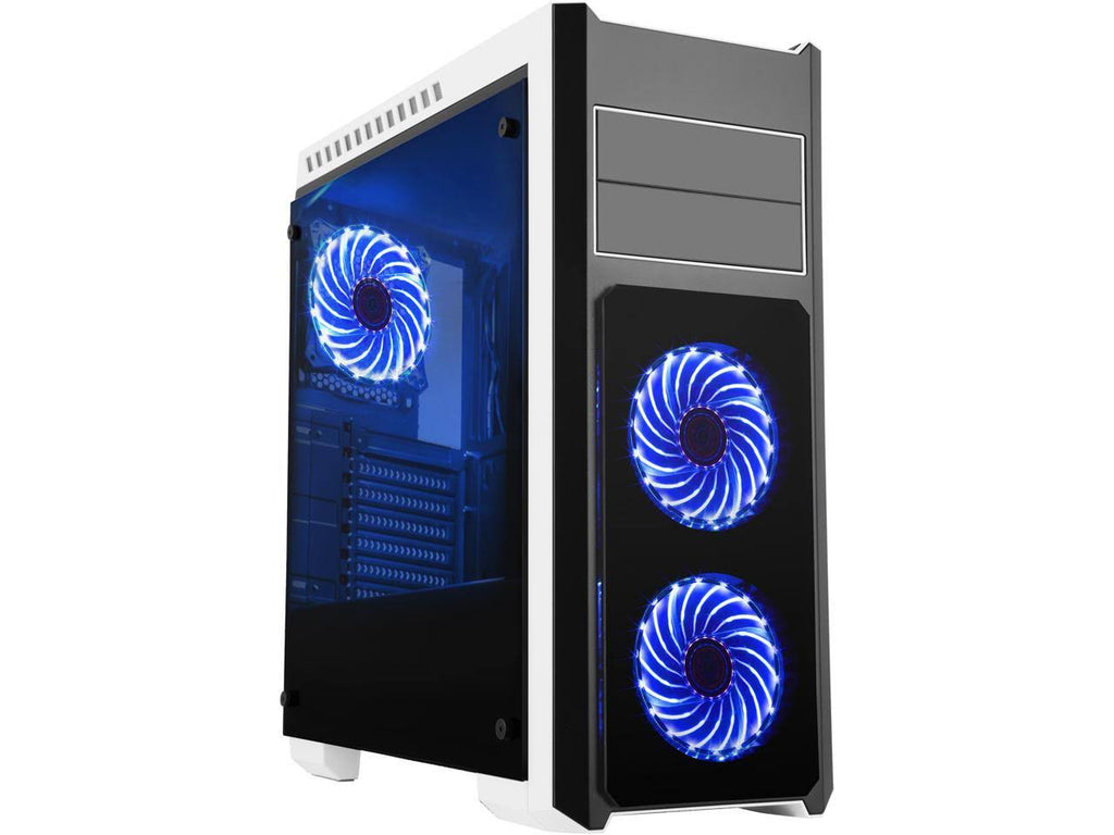 Black Steel Tempered Glass ATX Mid Tower Computer Case C433367