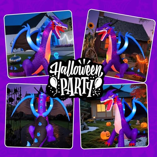 8FT Halloween Inflatables Dragon Decorations with Built-in LED Lights Z598193