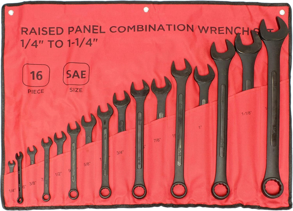 16 Pc SAE Combination Wrench Set with Roll Up Pouch Y535