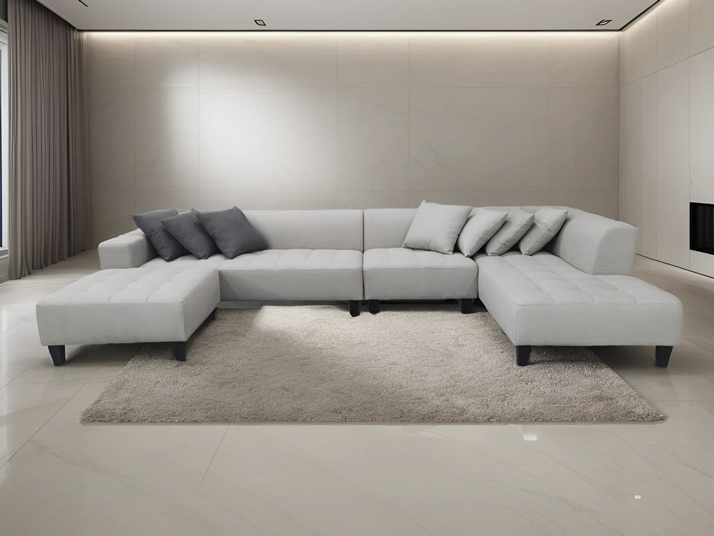 Modern Grey Microfiber Sectional Sofa Chaise Ottoman L777630