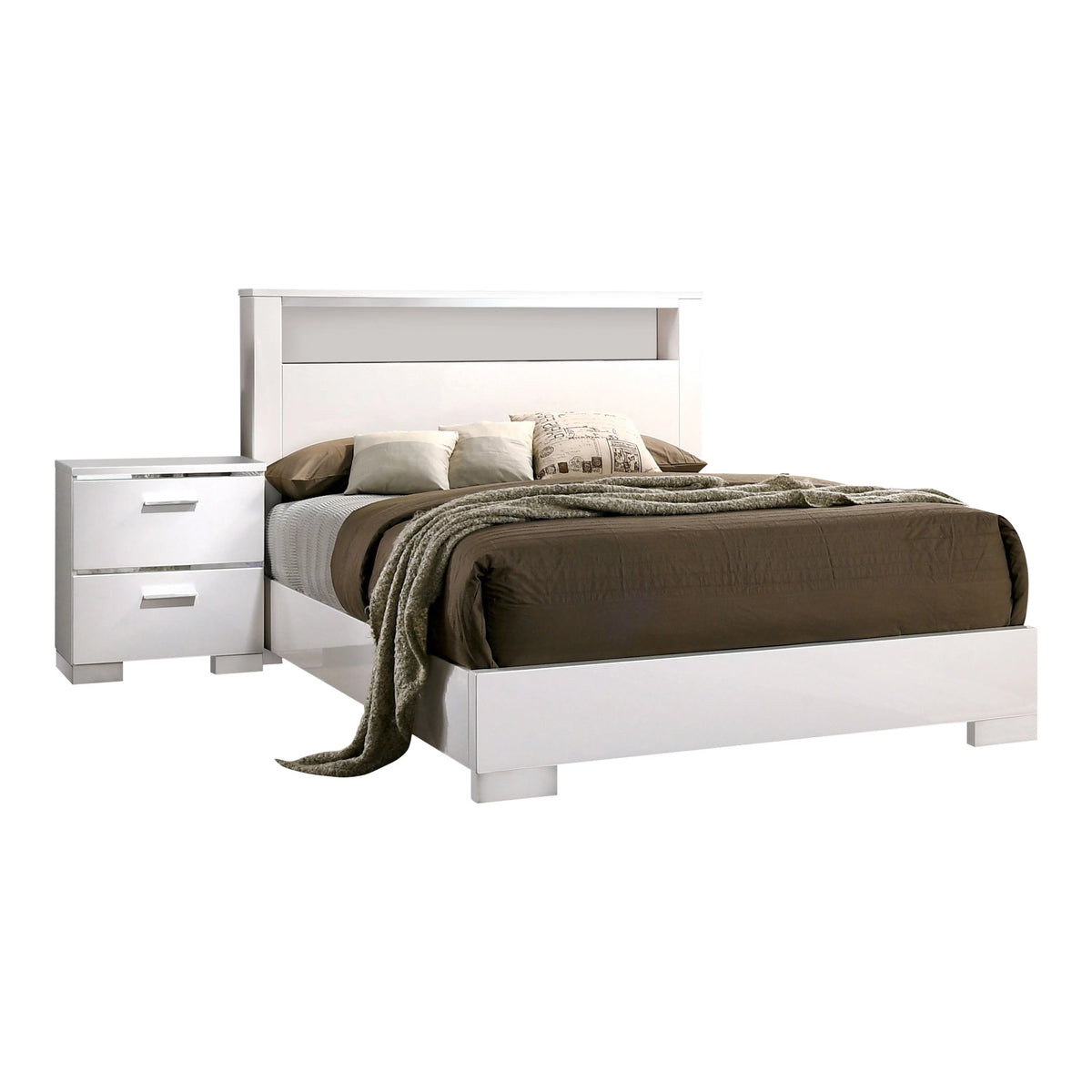 Queen Solid Wood Storage 2-Piece Panel Bed Set with USB Port G2160