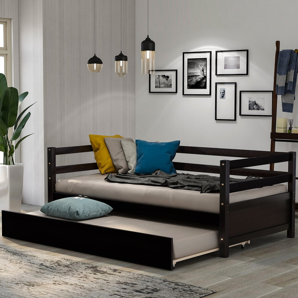 Twin Size Espresso Daybed with Trundle N75366