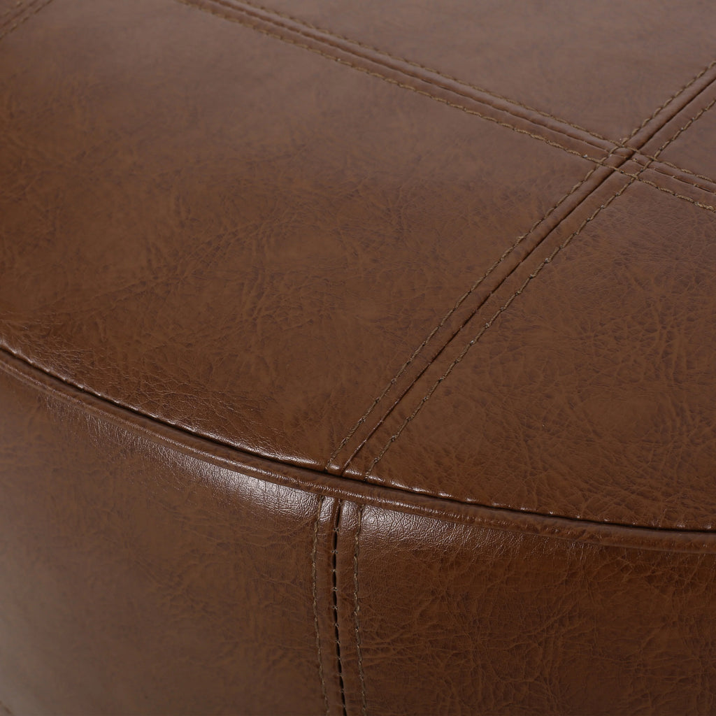 Cognac Brown Faux Leather Ottoman F7278