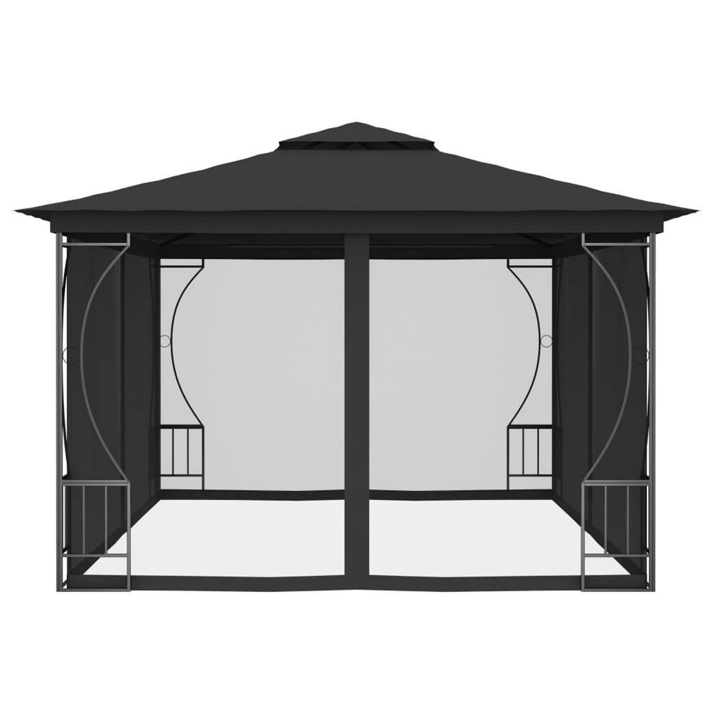 9.8'x13.1'x8.7' Anthracite Gazebo with Nets C21982