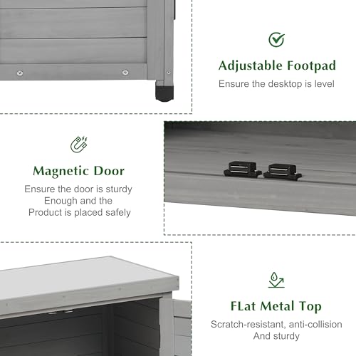 Outdoor Storage Cabinet & Potting Bench Table with Metal Top X300406