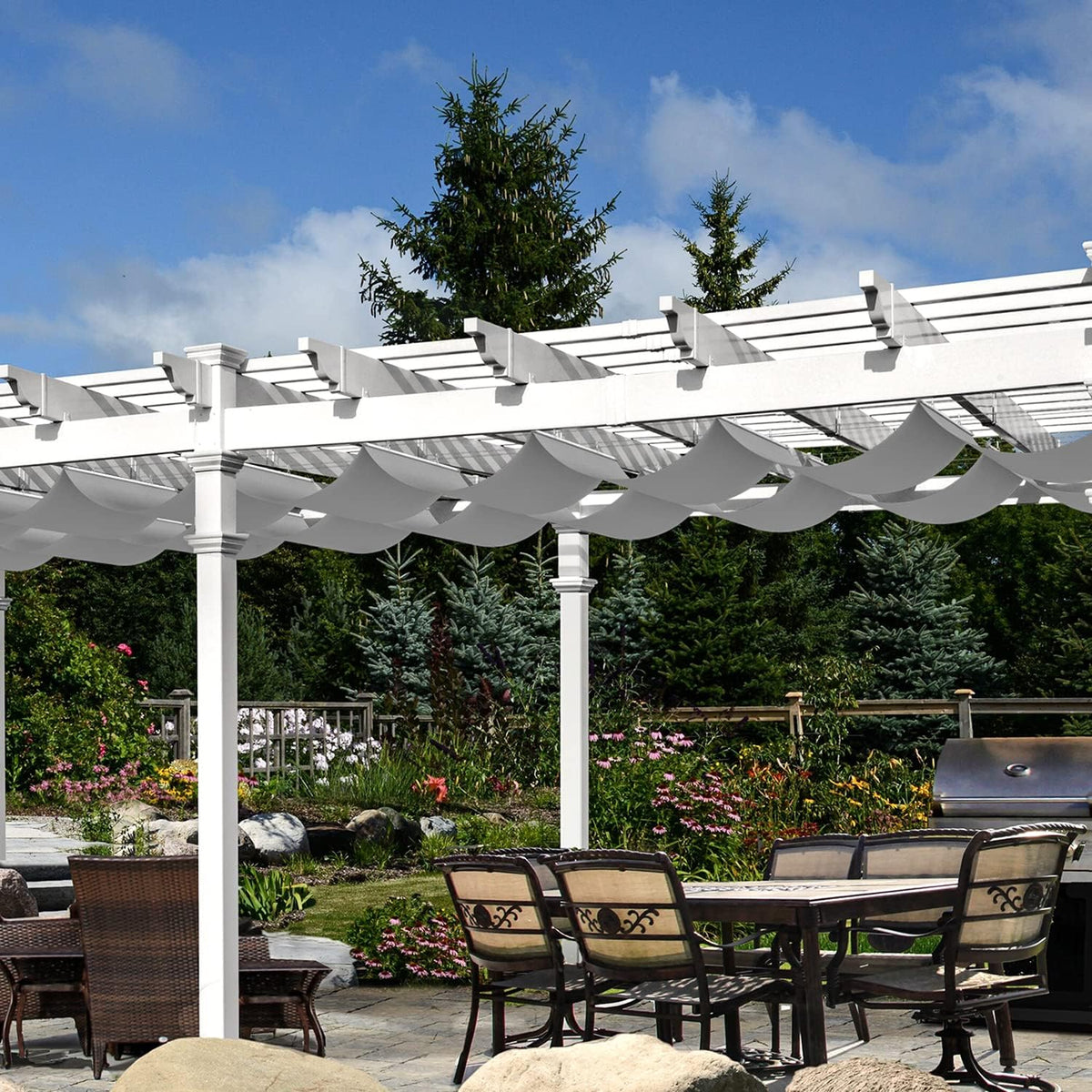 4'Wx16'L Light Grey Retractable Shade Sail Canopy D32560
