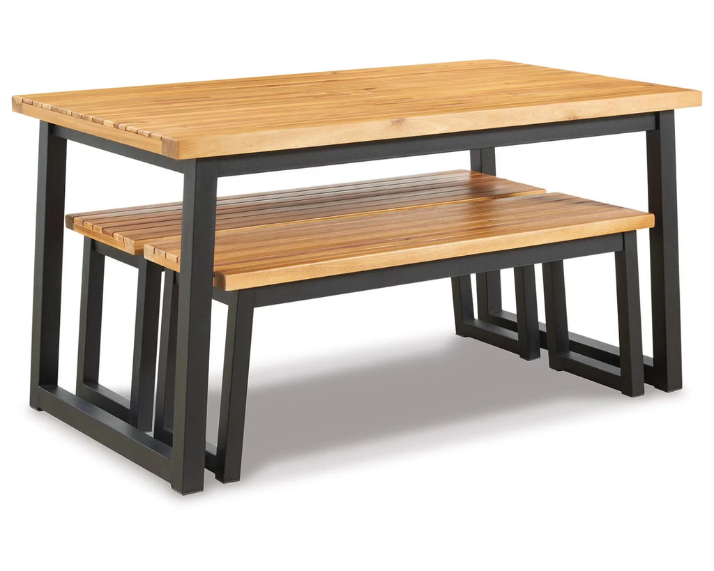 Outdoor Dining Table Set (Set of 3) Brown/Black Q797