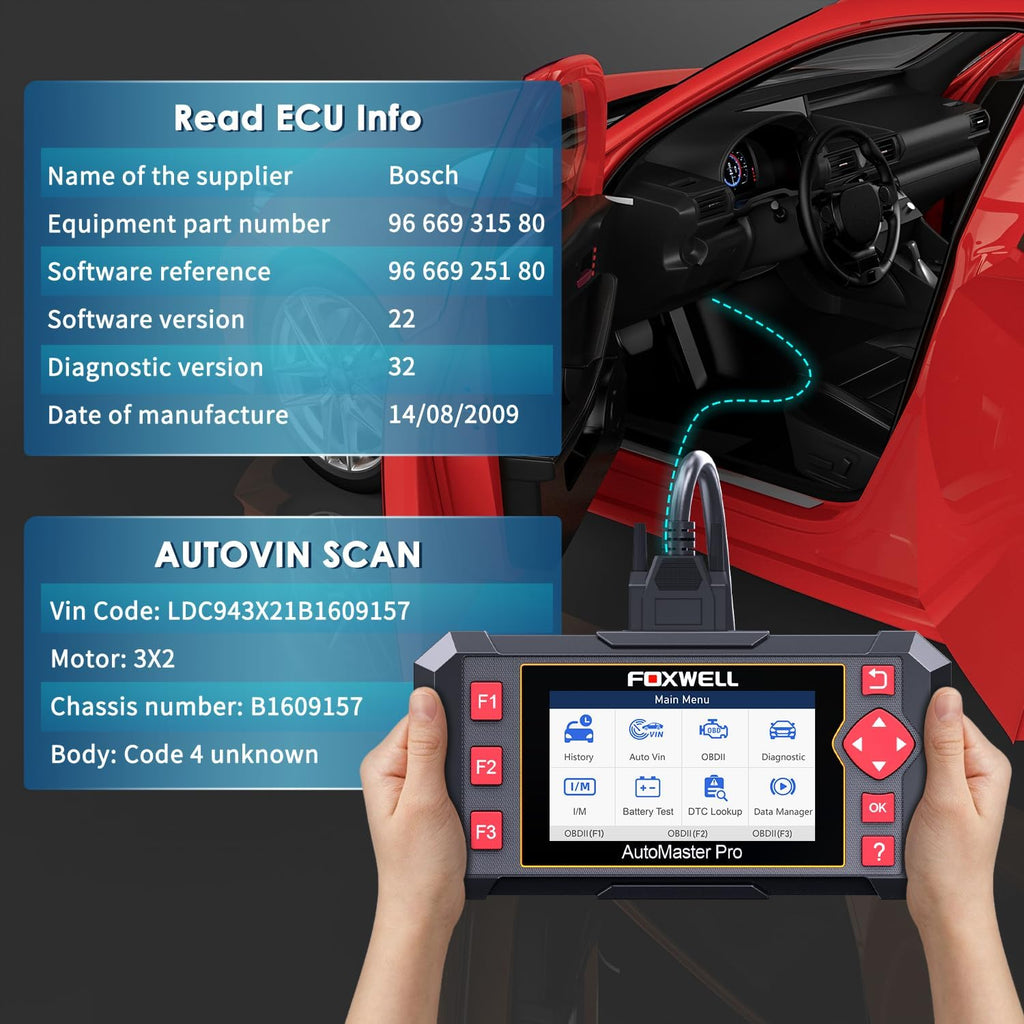 OBD2 Scanner ABS SRS Code Reader Car Diagnostic Tool with Battery Test M67704