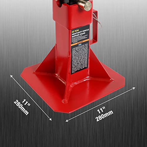 12 Ton Heavy Duty Pin Style Adjustable Height Automotive Jack Stands, Red, 1 Pair D5822