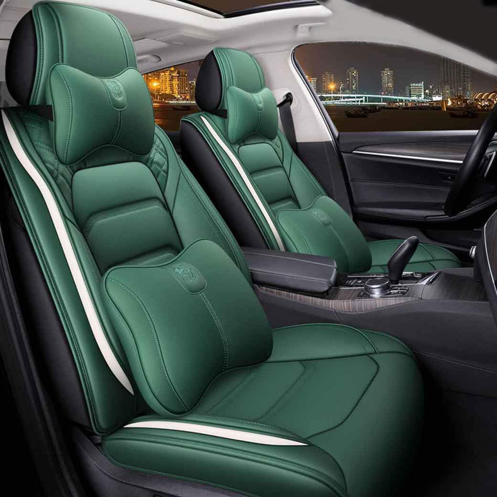 Leather Auto Car Seat Covers 5 Seats Full Set (BK - Pink) B7045