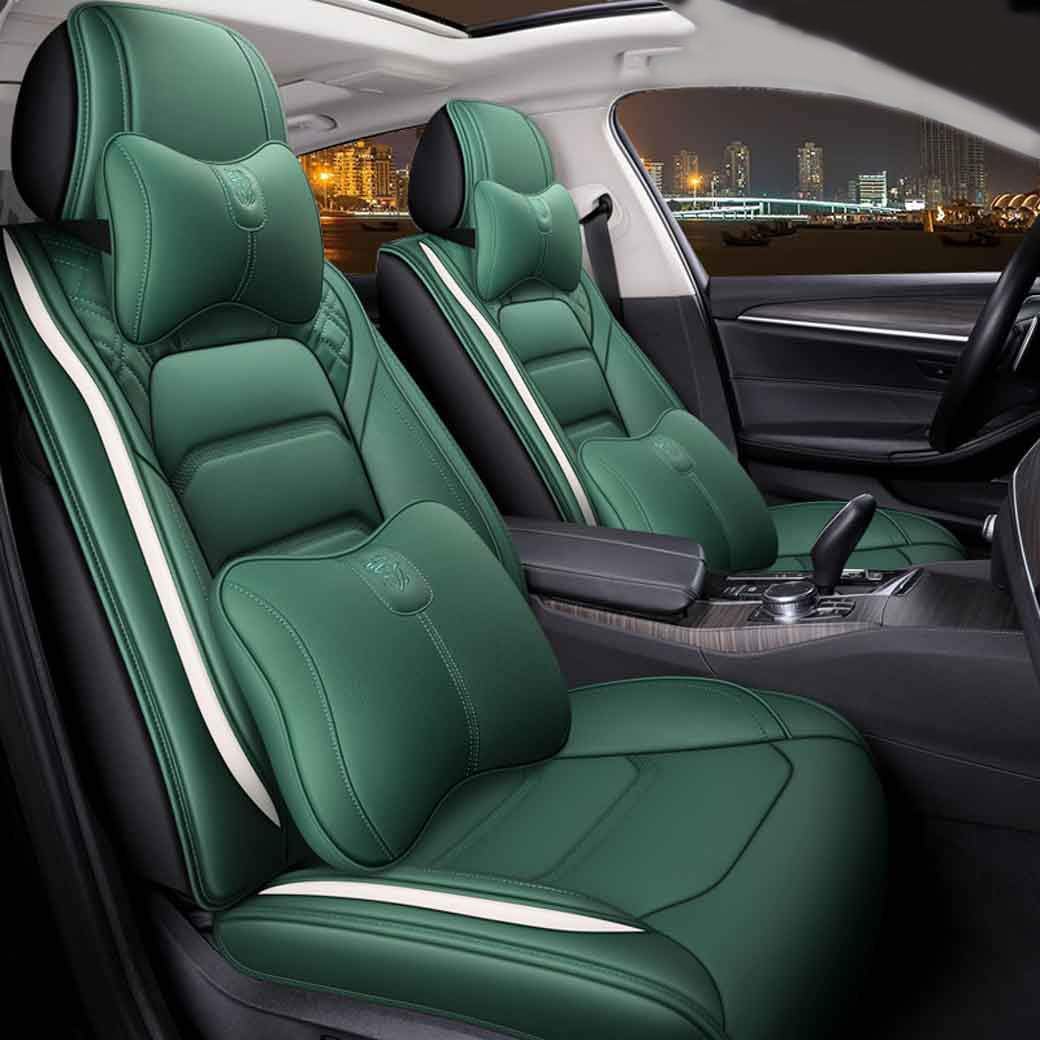 Leather Auto Car Seat Covers 5 Seats Full Set (BK - Pink) B7045