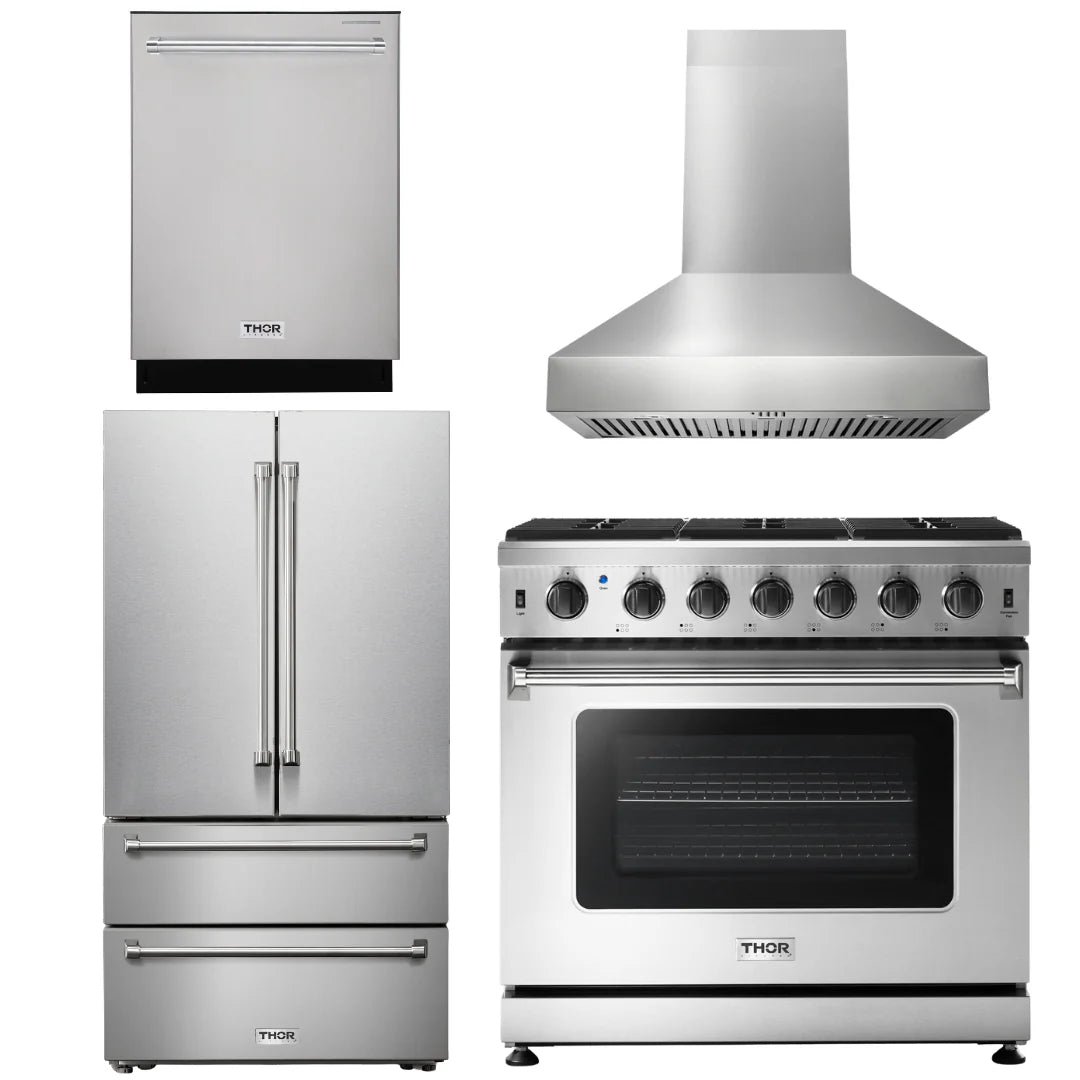 36 Propane Gas Range, Range Hood, Refrigerator, Dishwasher W291