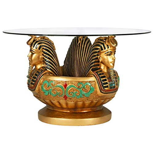 Three Heads of Tutankhamen Egyptian Coffee Cocktail Table, 31 Inch F2102