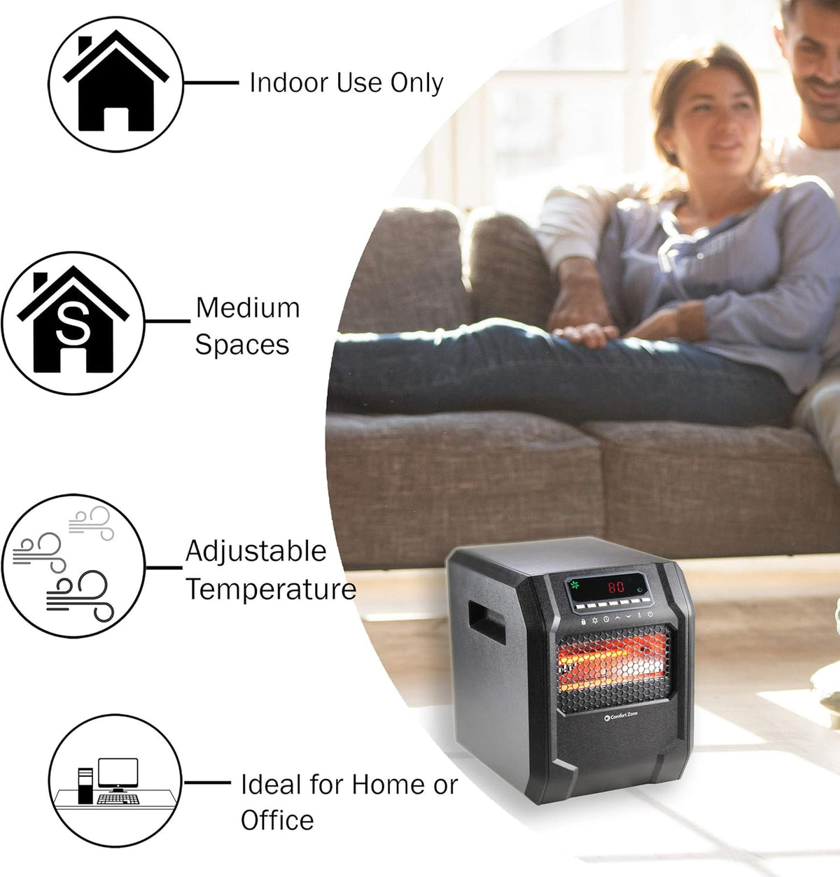 Black Quartz Infrared Space Heater with Remote Control J88562