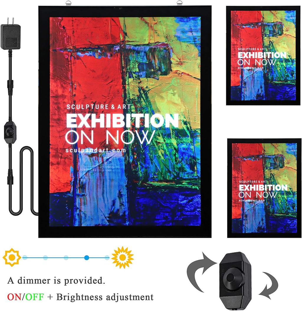 27" x 40" LED Light Box Frame in Black Aluminum Profile H4586