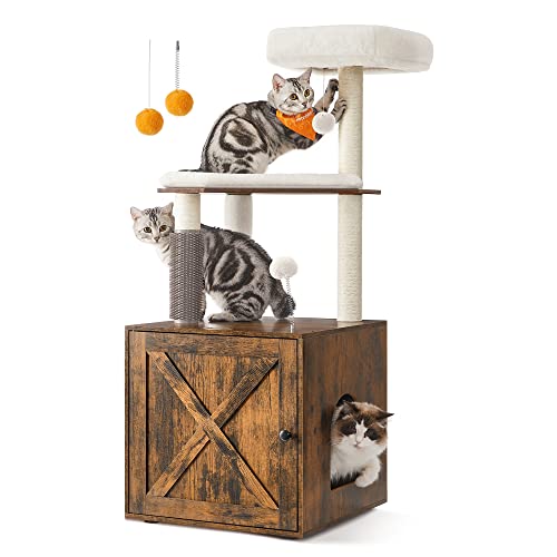 Cat Tree with Litter Box Enclosure Q774