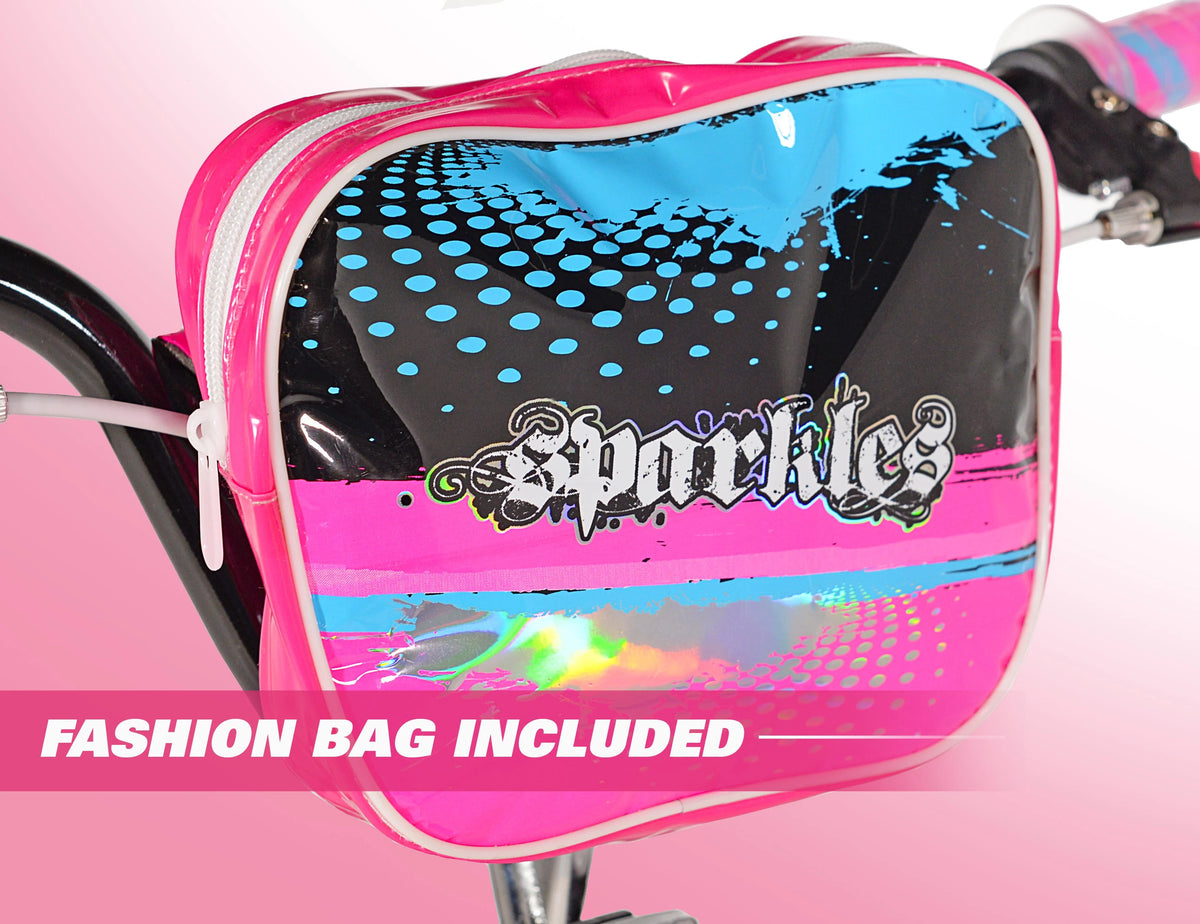 18 inch Girl's Sparkles Bicycle, Black and Pink W509456
