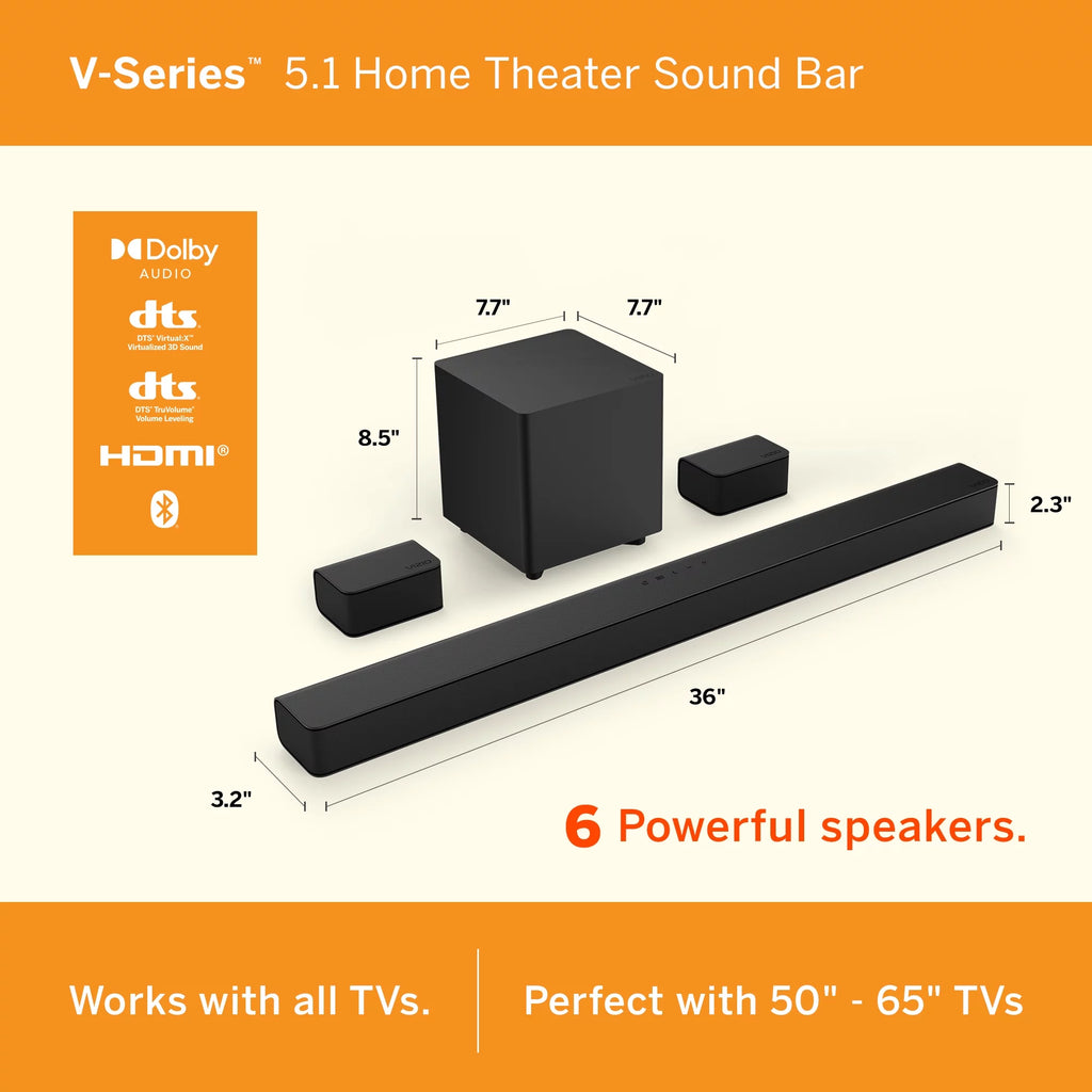 5.1 Home Theater Sound Bar with Bluetooth H351