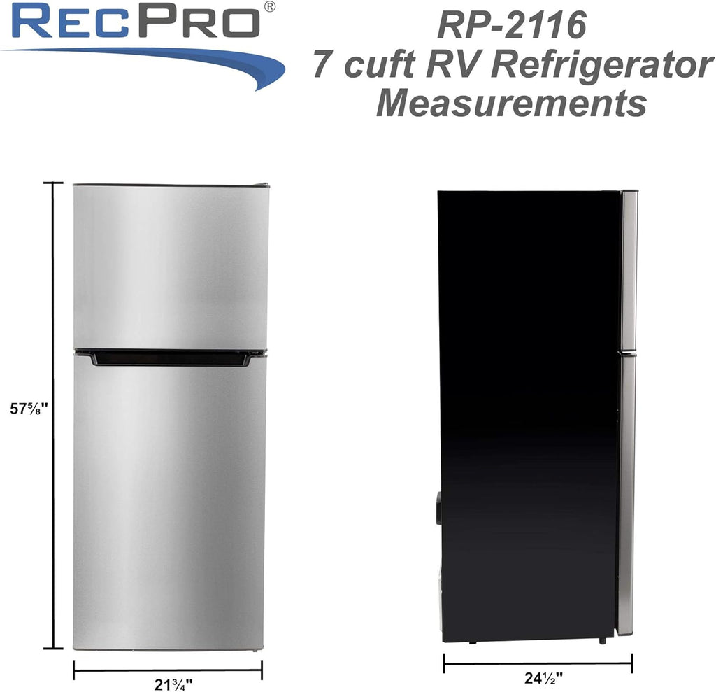 7 Cubic Feet 12-Volt Stainless Steel RV Refrigerator W491