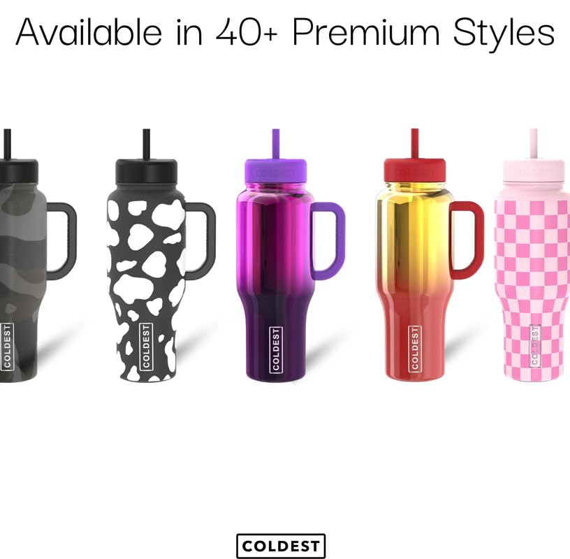 40 oz Stainless Steel Insulated Tumbler with Handle and Straw (3 Lids) L5500