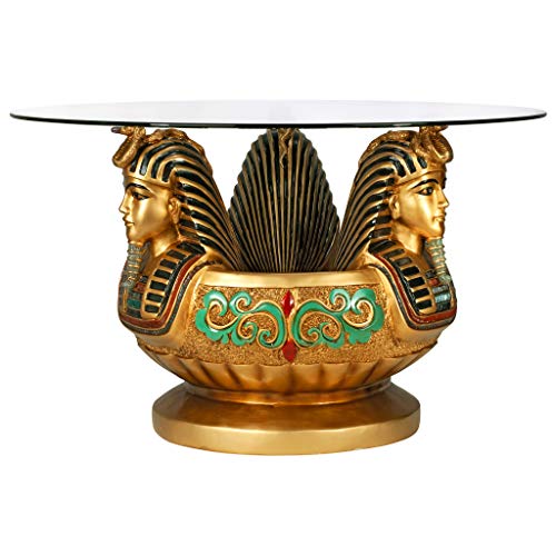 Three Heads of Tutankhamen Egyptian Coffee Cocktail Table, 31 Inch F2102