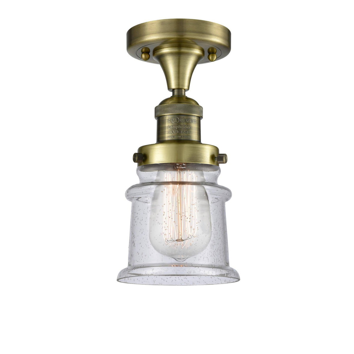 1-Light Antique Brass Semi-Flush Mount I876481